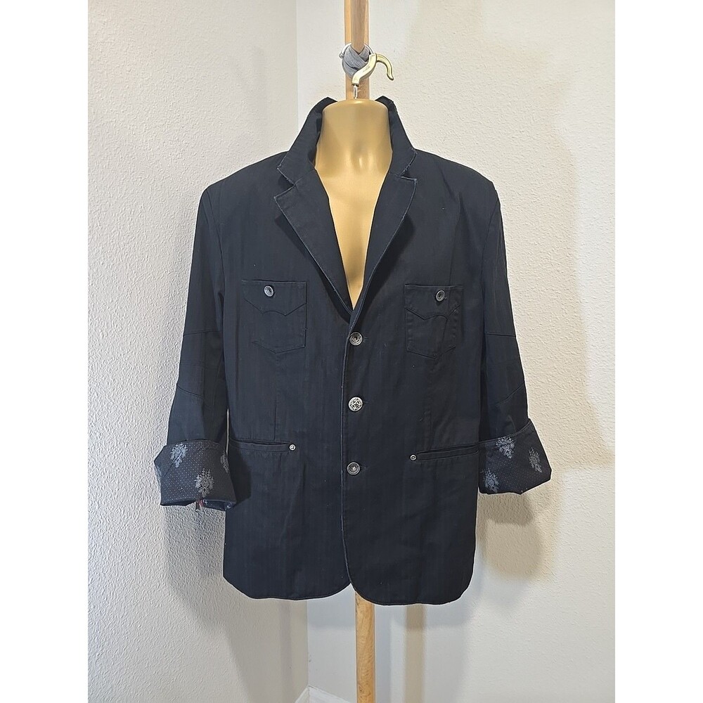 House of Howe English Country Gentlemen Black Cotton Logo Button Skull Coat 44